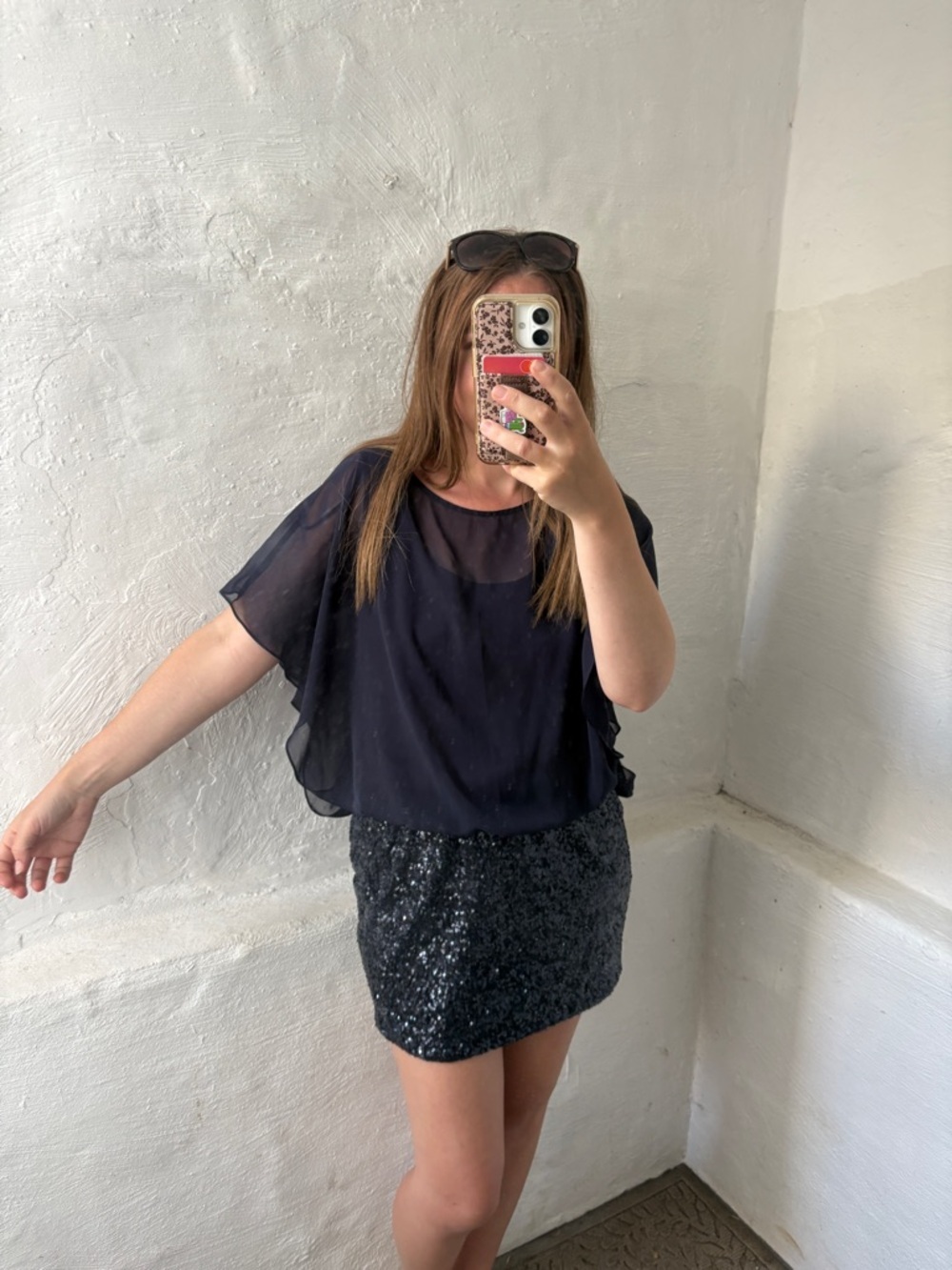 Xscape cocktail chiffon capelet overlay dress - Picture 10 of 12
